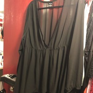 Plus size sheer high low blouse